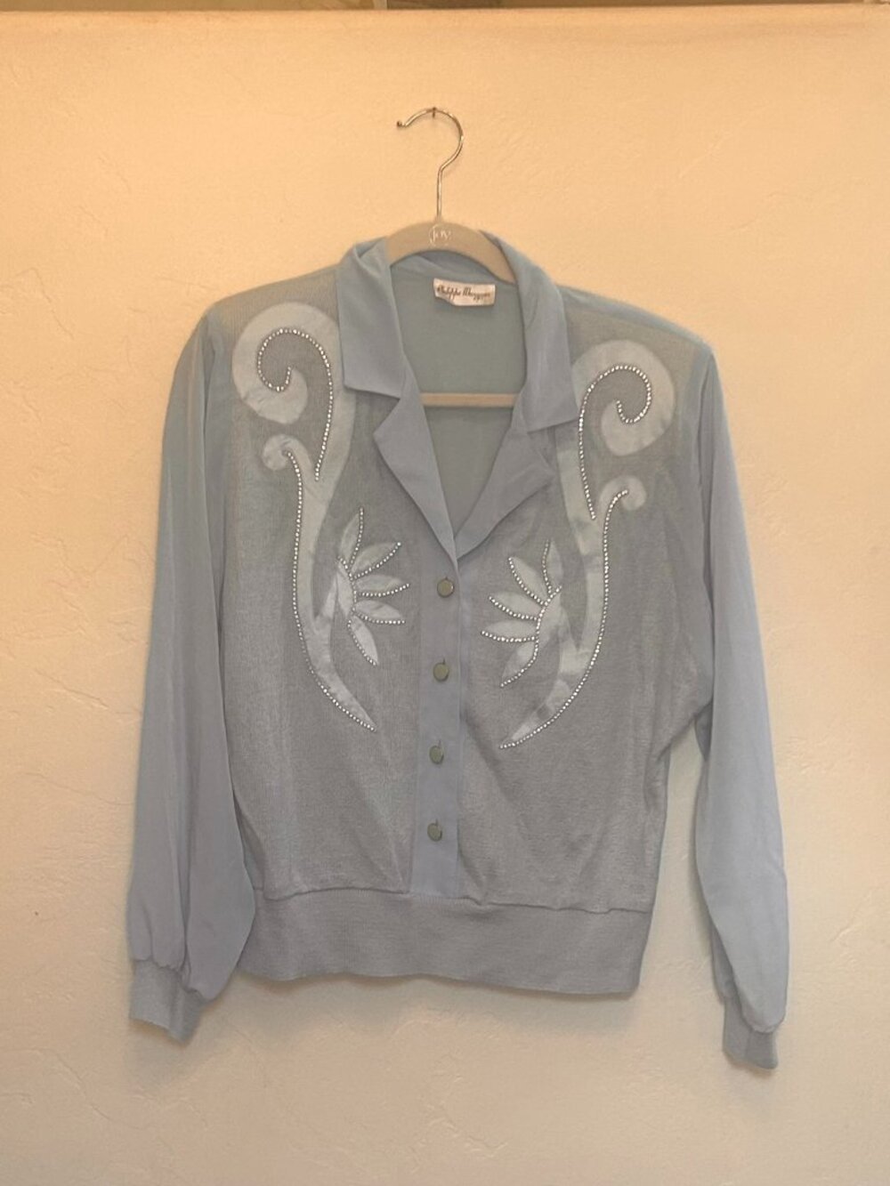 Vintage blouse by Philippe Marques, size 10, dusty blue, great condition #retro